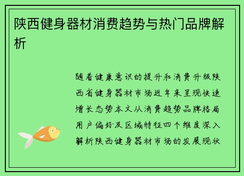 陕西健身器材消费趋势与热门品牌解析